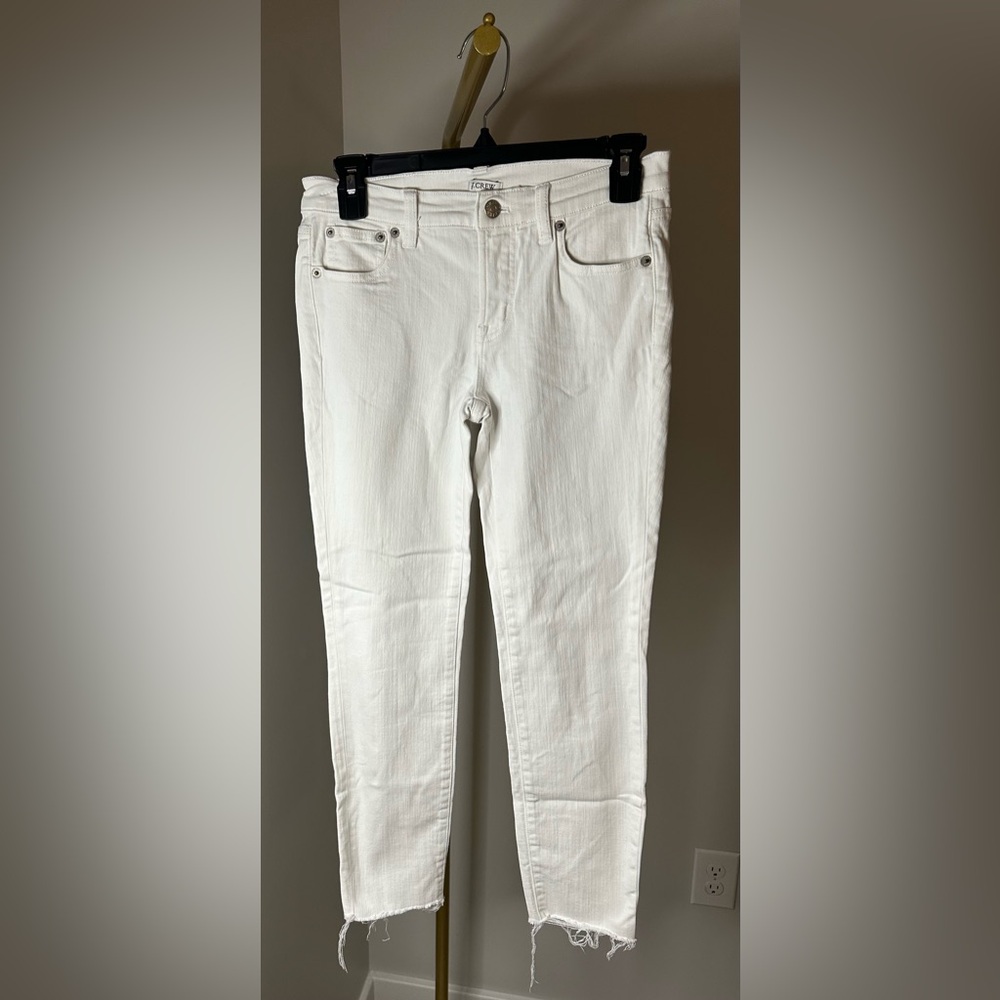 J. Crew White Raw Hem Skinny Jeans
